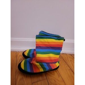 Original Muk Luks Rainbow Multicolored Slipper Sox Size Medium 6 1/2 - 7 1/2